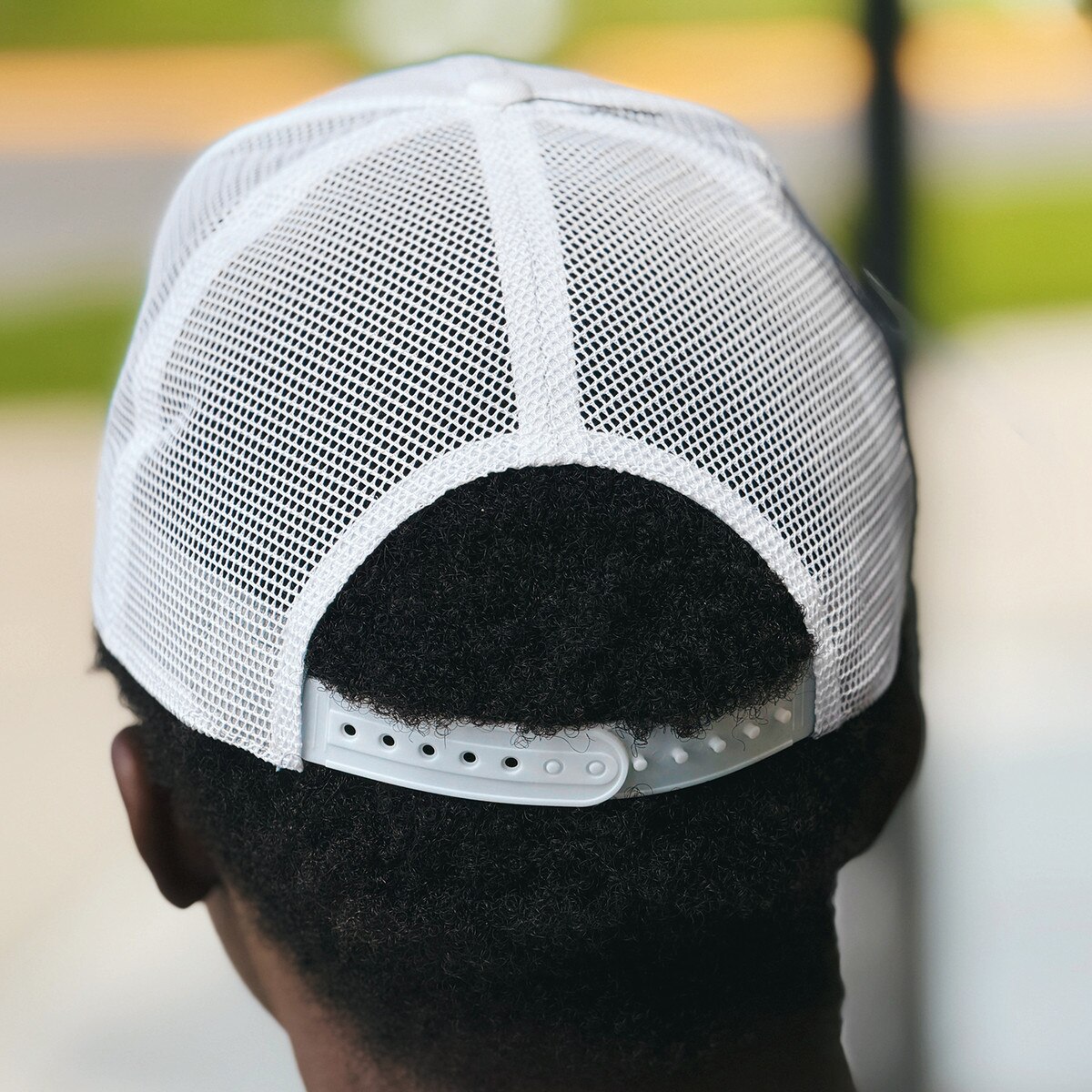 Back of Nike I-State White Hat FA26